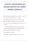 CHAPTER 4- SKIN DISORDERS AND  DISEASES EXAM WITH 100% CORRECT  ANSWERS { GRADED A+} 