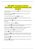  BIO 2000 - Concepts in Human Physiology - Final Exam Questions and Answers