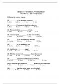 English Grammar - Worksheet - for Class 10 - CBSE