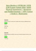 Quiz Module 4: NUR2180 / NUR 2180 (Latest Update 2024 / 2025) Physical Assessment | Questions and Verified Answers | 100% Correct | Grade A - Rasmussen