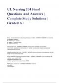 UL Nursing 204 Final Questions And Answers | Complete Study Solutions | Graded A+