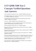 UCF QMB 3200 Test 2 Concepts Verified Questions And Answers