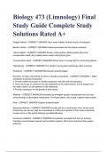 Biology 473 (Limnology) Final Study Guide Complete Study Solutions Rated A+