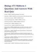 Biology 473 Midterm 1 Questions And Answers With Real Quiz