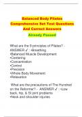 Balanced Body Pilates  Comprehensive Set Test Questions  And Correct Answers  Already Passed