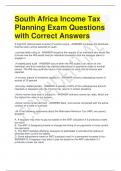 South Africa Income Tax Planning Exam Questions with Correct Answers