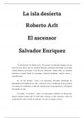 Reseña y comparación de los libros "El Ascensor de Enrique Salvador" y "La isla desierta de Roberto Arlt"