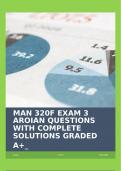 MAN 320F EXAM 3 AROIAN QUESTIONS WITH COMPLETE SOLUTIONS GRADED A+