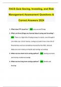 FACS Quiz Saving, Investing, and Risk Management Assessment Questions & Correct Answers 2024