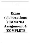 Exam (elaborations) TMN3704 Assignment 4 (COMPLETE ANSWERS) 2024 (200235) - DUE 15 August 2024  •	Course •	Teaching Mathematics - TMN3704 (TMN3704) •	Institution •	University Of South Africa (Unisa) •	Book •	Guidelines for Teaching Mathematics TMN3704 Ass