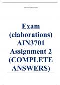 Exam (elaborations) AIN3701 Assignment 2 (COMPLETE ANSWERS) 2024 (592338) - DUE 12 July 2024  •	Course •	Automation and data analysis - AIN3701 (AIN3701) •	Institution •	University Of South Africa •	Book •	Automated Data Analysis Using Excel AIN3701 Assig