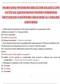 NURS 6552 WOMENS HEALTH EXAM 2 270 ACTUAL QUESTIONS WITH VERIFIED DETAILED ANSWERS 2024-2025.A+ GRADE ASSURED