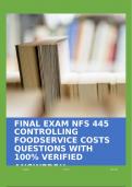 FINAL EXAM NFS 445 CONTROLLING FOODSERVICE COSTS QUESTIONS WITH 100% VERIFIED ANSWERS!!