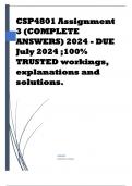 CSP4801 Assignment 3 (COMPLETE ANSWERS) 2024 - DUE July 2024 ;100% TRUSTED workings, explanations and solutions. 
