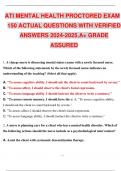 ATI MENTAL HEALTH PROCTORED EXAM 150 ACTUAL QUESTIONS WITH VERIFIED ANSWERS 2024-2025.A+ GRADE ASSURED