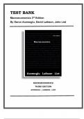 TEST BANK FOR Macroeconomics 3rd Edition Daron Acemoglu, David Laibson, John List (CHAPTER 1-15)