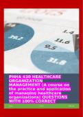 PHHA 430 HEALTHCARE ORGANIZATION MANAGEMENT (A course on the practice and application of managing healthcare organizations) QUESTIONS WITH 100% CORRECT ANSWERS!!