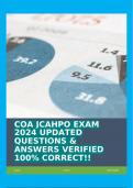 COA JCAHPO EXAM 2024 UPDATED QUESTIONS & ANSWERS VERIFIED 100% CORRECT!!