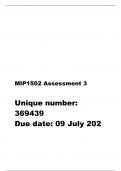 MIP1502 ASSIGNMENT 3 2024 DUE DATE 9 JULY 2024