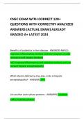 CNSC EXAM WITH CORRECT 120+ QUESTIONS WITH CORRECTRY ANALYZED ANSWERS (ACTUAL EXAM) ALREADY GRADED A+ LATEST 2024 