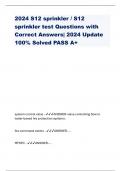 2024 S12 sprinkler / S12 sprinkler test Questions with Correct Answers| 2024 Update 100% Solved PASS A+