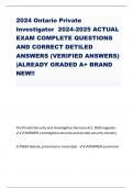 2024 Ontario Private Investigator 2024-2025 ACTUAL EXAM COMPLETE QUESTIONS AND CORRECT DETILED ANSWERS (VERIFIED ANSWERS) |ALREADY GRADED A+ BRAND NEW!!
