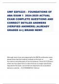 UWF EDF6225 – FOUNDATIONS OF ABA EXAM 1 2024-2025 ACTUAL EXAM COMPLETE QUESTIONS AND CORRECT DETILED ANSWERS (VERIFIED ANSWERS) |ALREADY GRADED A+|| BRAND NEW!!