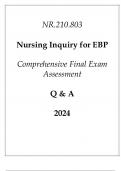 (JHU) NR.210.803 Nursing Inquiry for EBP Comprehensive Final Exam Assessment Q & A