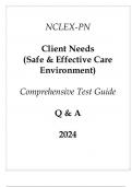 Next Gen NCLEX-PN Client Needs ( Safe & Effective Care Environment) Comprehensive Test Guide Q & A