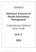 (Capella) HIM4630 Statistical Analysis for Health Information Management Comprehensive Midterm