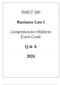 (UMGC) BMGT 380 Business Law I Comprehensive Midterm Exam Guide Q & A 2024