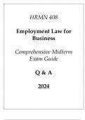 (UMGC) HRMN 408 Employment Law for Business Comprehensive Midterm Exam Guide Q & A 2024.