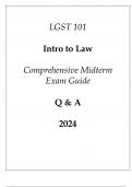 (UMGC) LGST 101 Introduction to Law Comprehensive Midterm Exam Guide Q & A 2024.