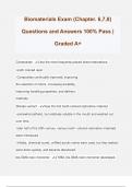 Biomaterials Exam (Chapter. 6,7,8) Questions and Answers 100% Pass | Graded A+