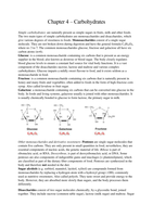 Summary Chapter 4: Carbohydrates. Nutrition, 4th edition, Insel et al. 