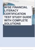 W!SE FINANCIAL LITERACY CERTIFICATION TEST STUDY GUIDE WITH COMPLETE SOLUTIONS