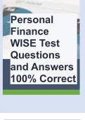 Personal Finance WISE Test Questions and Answers 100% Correct