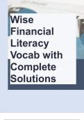 Wise Financial Literacy Vocab with Complete Solutions