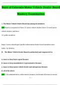 State of Colorado Motor Vehicle Dealer Board Mastery Exam Questions and Answers Latest (2024 / 2025) (Verified Answers)