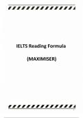 IELTS Reading Formula all Questions & answers solved accurately with Complete Solution Graded A+ latest version