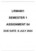 LRM4801 ASSIGNMENT 04 -Advanced Labour Relations Management DUE DATE 08 JULY 2024