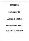 OTE2601 ASSIGNMENT 02 2024- Orientation to Teaching Economic and Management Sciences(COMPLETE ANSWERS )