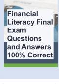 Financial Literacy Final Exam Questions and Answers 100% Correct