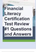 Financial Literacy Certification Test Review #1 Questions and Answers