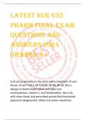 Latest NUR 635  Pharm Final Exam Questions And  Answers 2024  Graded A+