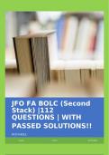 JFO FA BOLC (Second Stack) |112 QUESTIONS | WITH PASSED SOLUTIONS!!