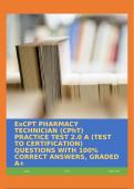 ExCPT PHARMACY TECHNICIAN (CPhT) PRACTICE TEST 2.0 A (TEST TO CERTIFICATION) QUESTIONS WITH 100% CORRECT ANSWERS, GRADED A+