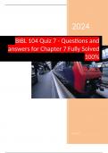 BIBL 104 Quiz 7 - Questions and answers for Chapter 7 Fully Solved 100%