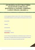 ATI PHARMACOLOGY PROCTORED  EXAM STUDY GUIDE EXAM |  QUESTIONS & ANSWERS (VERIFIED) |  LATEST UPDATE | GRADED A+