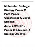 Molecular Biology:  Biology Paper 2 Past Paper  Questions: A-Level  Edexcel June 2023 QP - Paper 2 Edexcel (A)  Biology AS-level